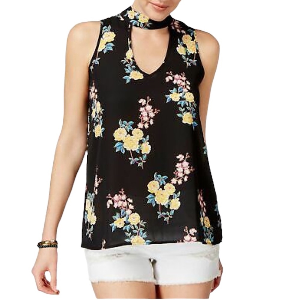 Hippie Rose Floral Keyhole Sleeveless T2K 90’s Top Size M